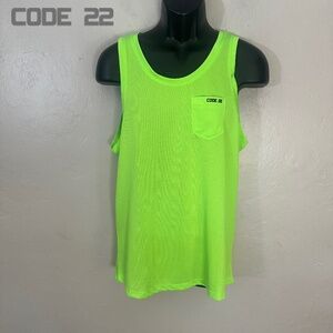 Code 22 Mesh Gel Logo Tank Top Large Gently worn 100% polyester pinpoint mesh